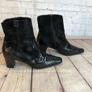 Moda Faux Leather & Suded Croc Embossed Ankle Boot Size 9.5